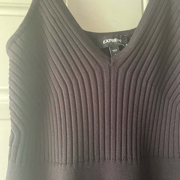 NWOT Express black ribbed skater knit dress - Picture 3 of 5